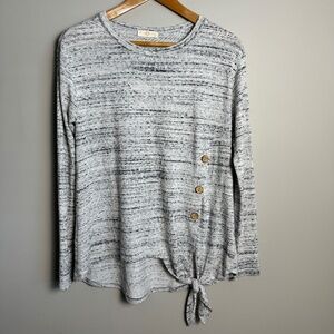 Chrysanthemum Women's Long Sleeve Lightweight Sweater Gray/Black Specks‎ Small